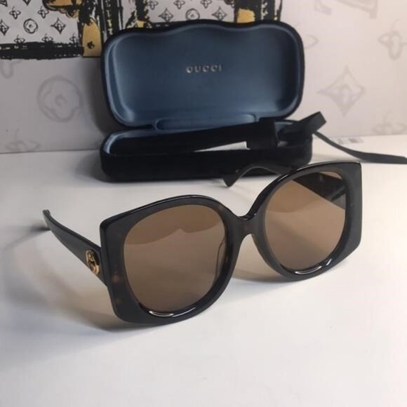 Gucci GG1257SA 002 Havana/Brown Oversized Sunglasses – New w/ Full Packaging - Picture 1 of 13